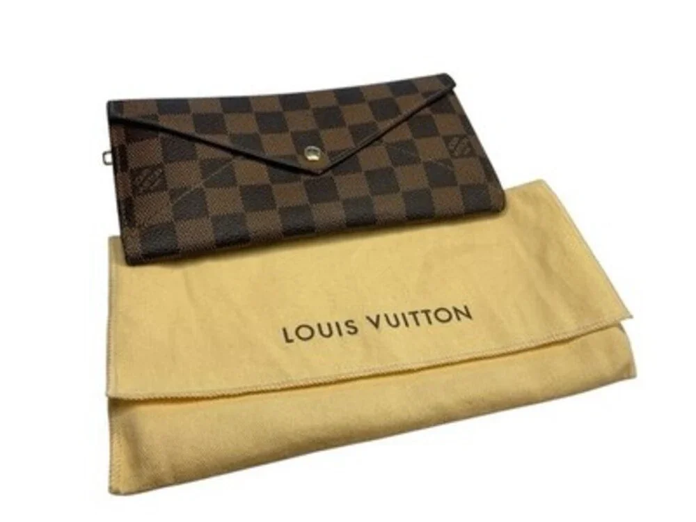 Louis Vuitton Authentic Brown Black Check Origami Long Wallet